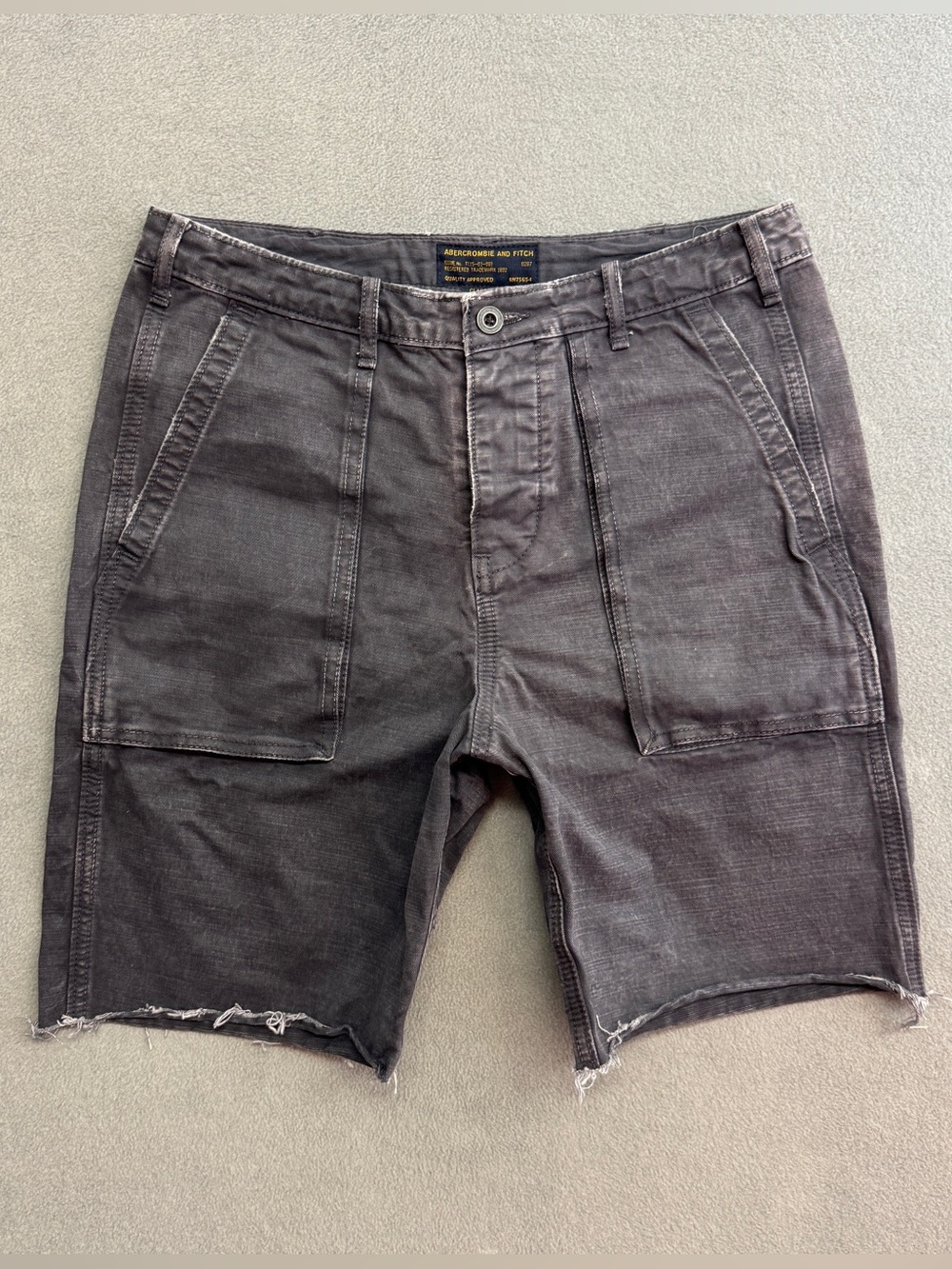Abercrombie Fatigue Shorts 30 Men's OG 107 Style Button Fly Gray Cotton Army